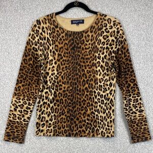 Jones New York leopard print sweater M SILK classic Animal print neutral basics
